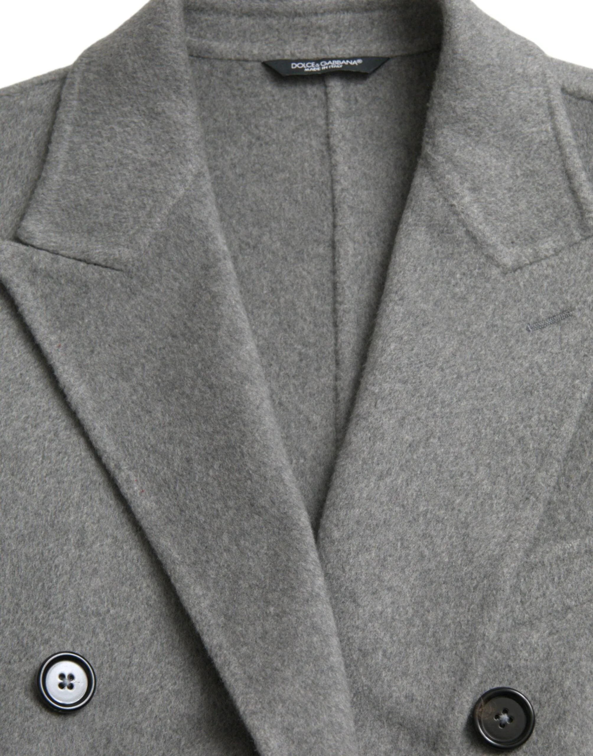 Dolce & Gabbana Gray Double Pockets Cashmere Coat