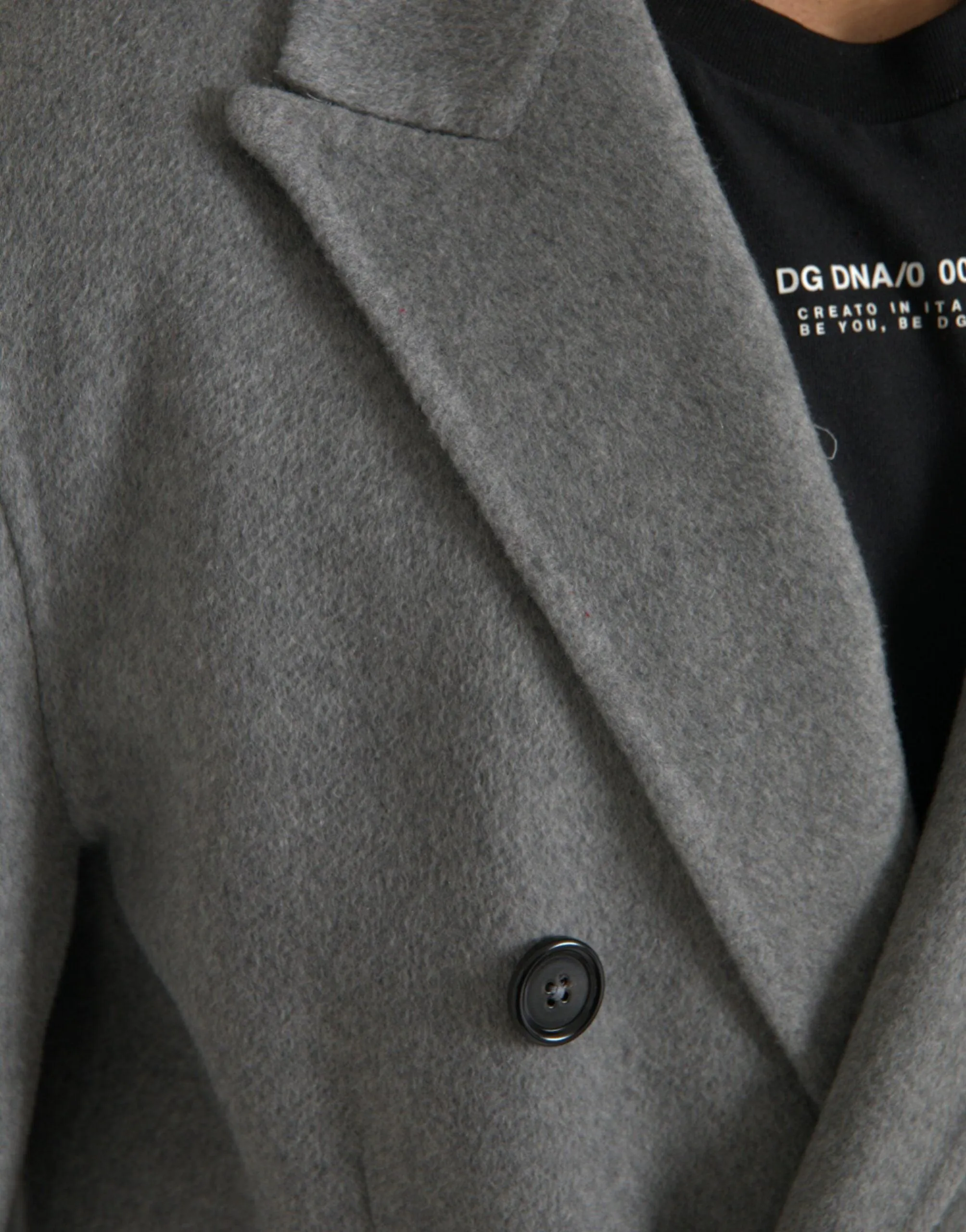 Dolce & Gabbana Gray Double Pockets Cashmere Coat