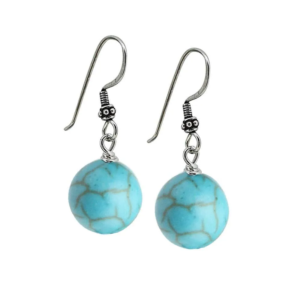 Elegant Handmade Turquoise Gemstone Pendant Earrings Women's Jewellery Set