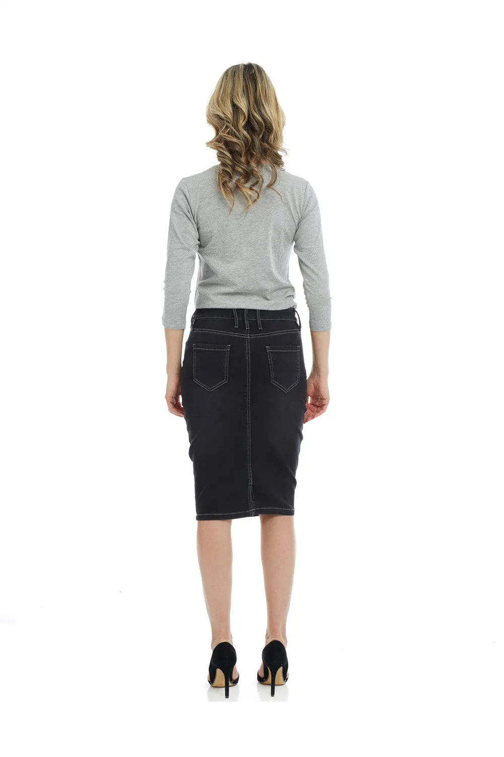 Esteez MIAMI Denim Skirt - Power stretch Jean Skirt with Tummy Control for WOMEN