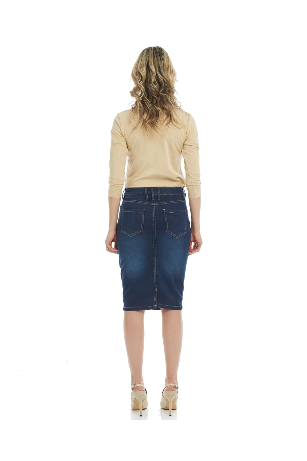 Esteez MIAMI Denim Skirt - Power stretch Jean Skirt with Tummy Control for WOMEN