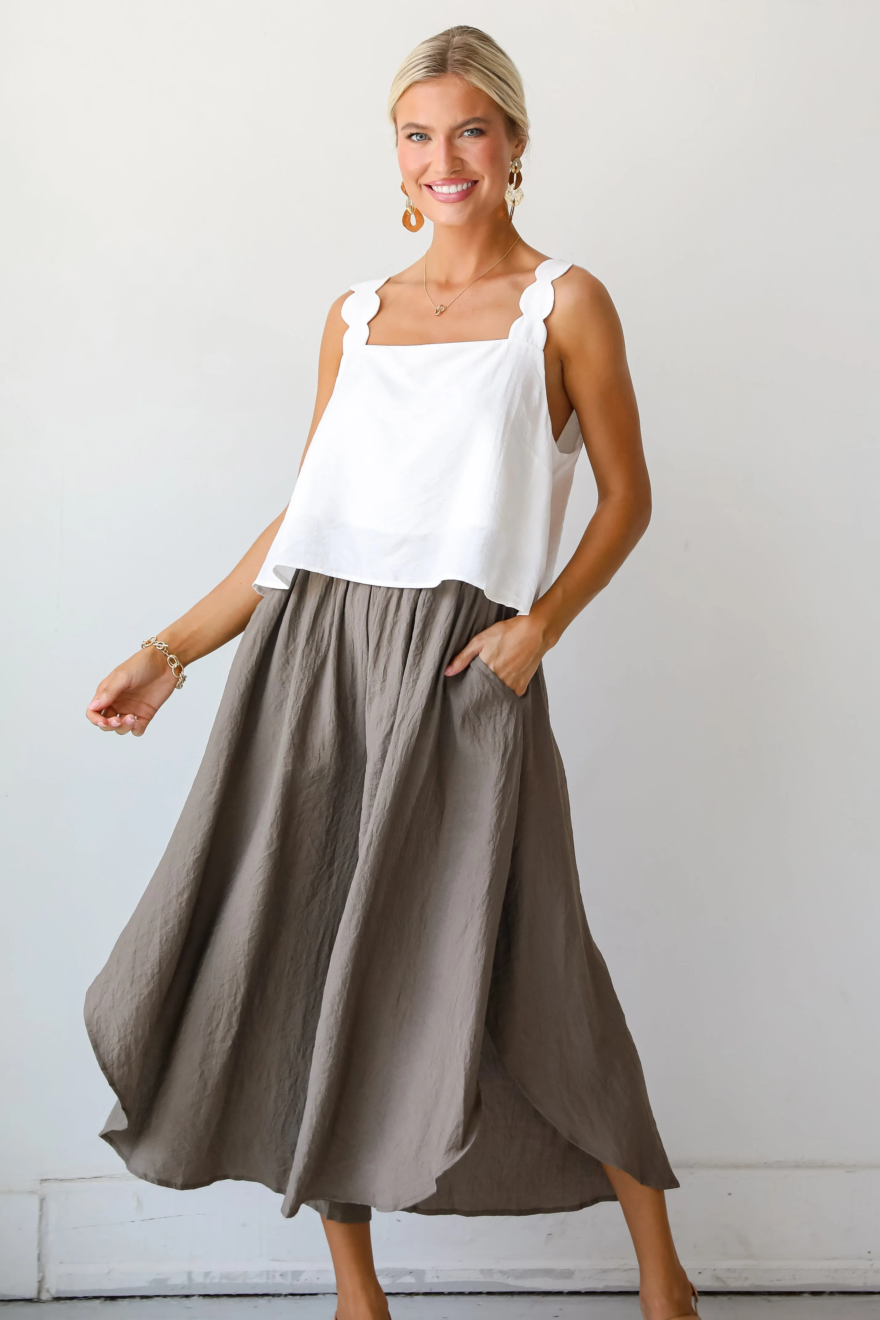 FINAL SALE - Carefree Energy Mocha Wide Leg Pants