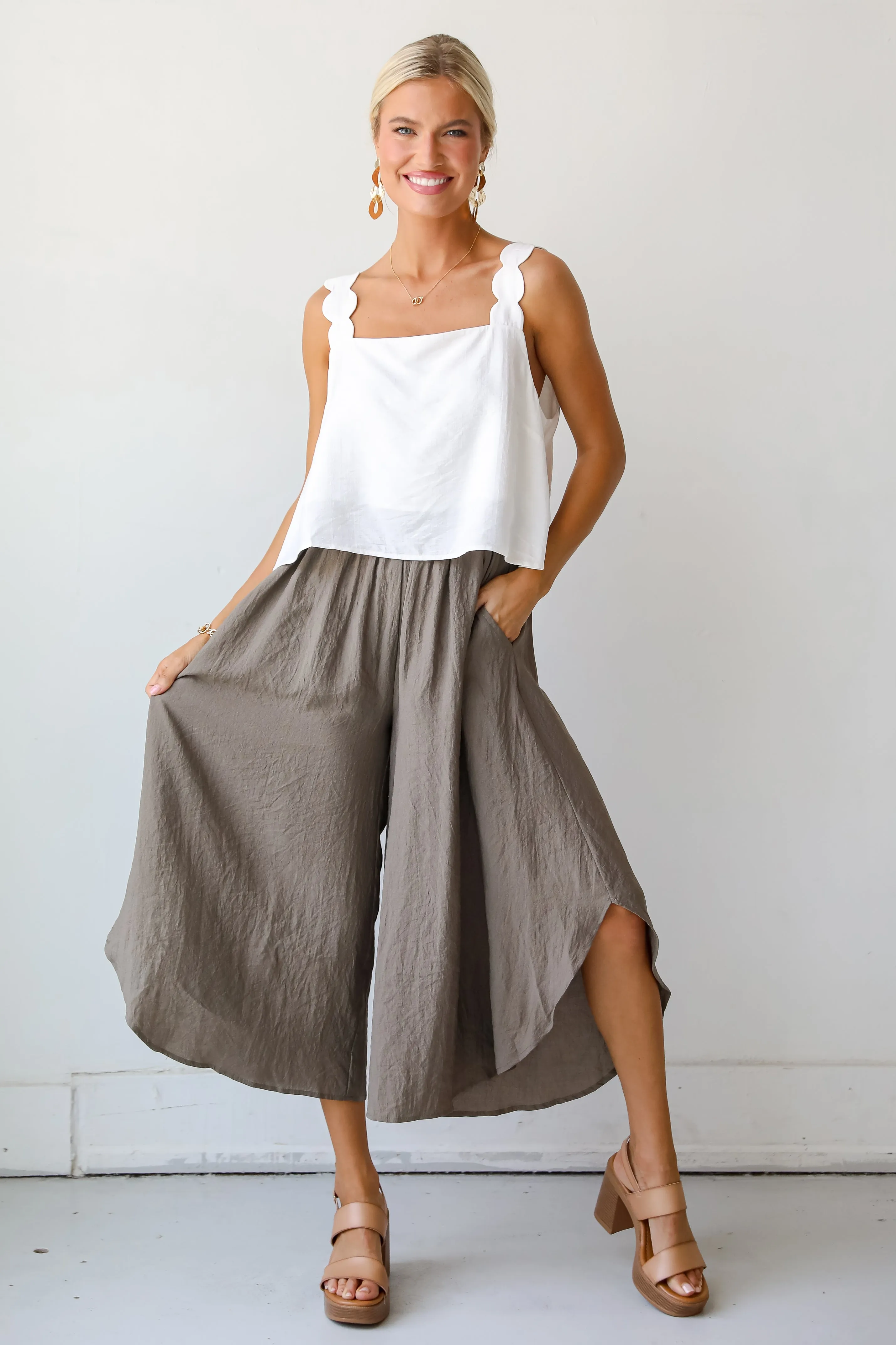 FINAL SALE - Carefree Energy Mocha Wide Leg Pants