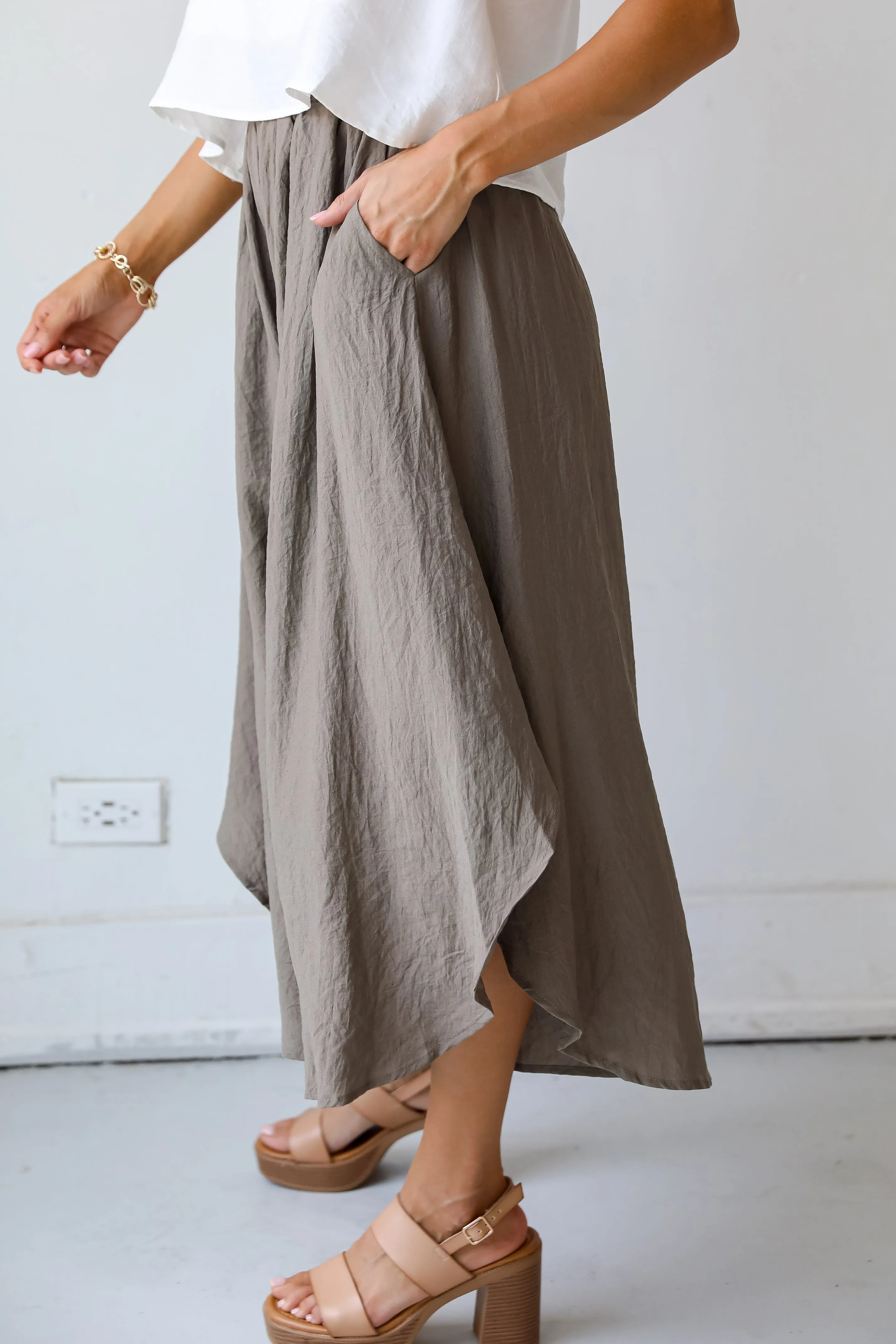 FINAL SALE - Carefree Energy Mocha Wide Leg Pants