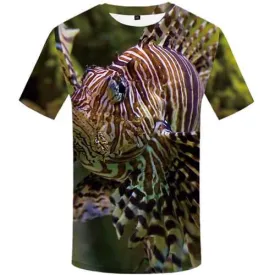 Fish T-shirt Men Gothic Tshirts Novelty Animal Tshirt Printed Funny Tshirts Cool Tropical T shirts Funny Short Sleeve Fashion