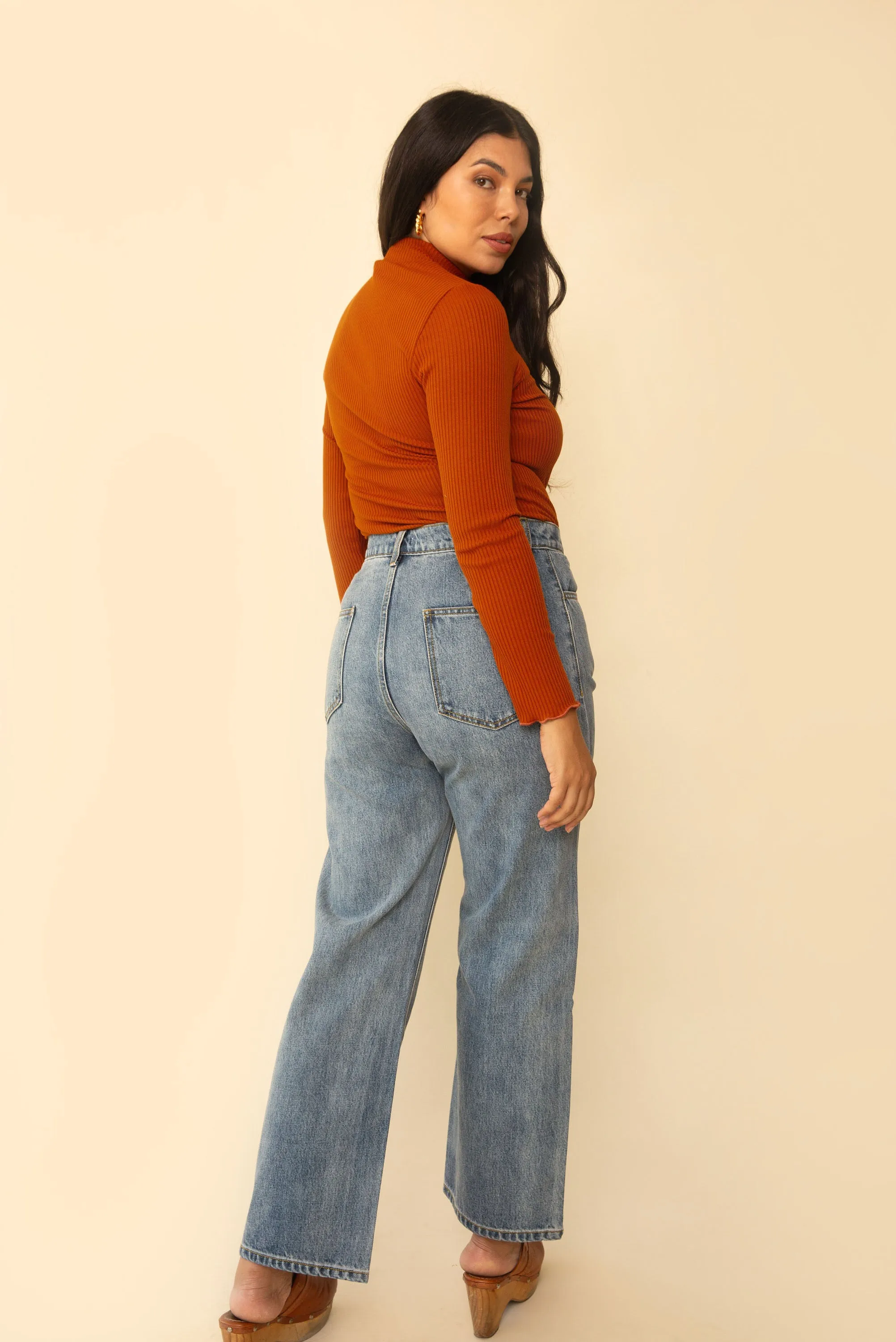 Flora Pant in Light Denim Wide Leg