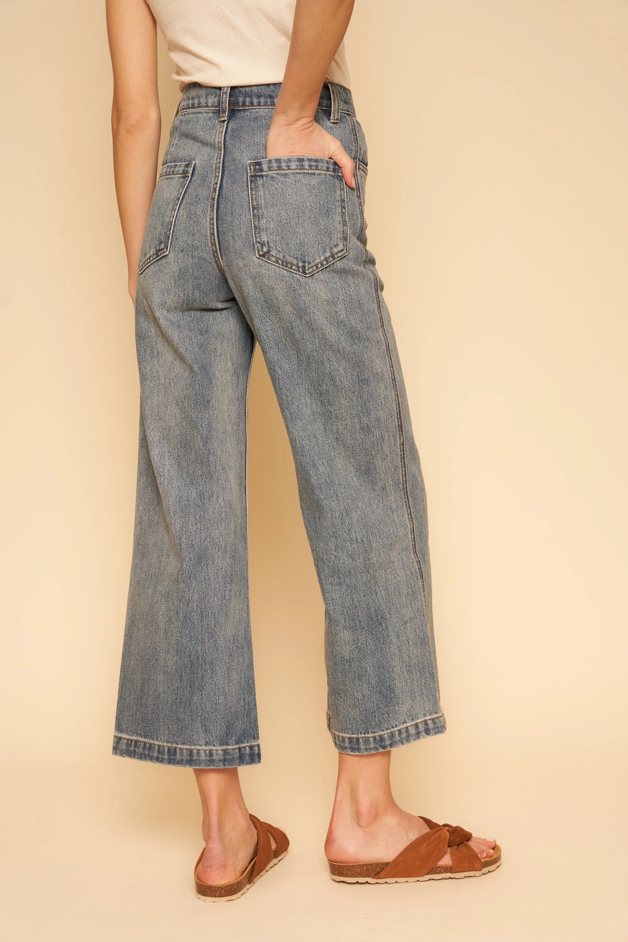 Flora Pant in Light Denim Wide Leg