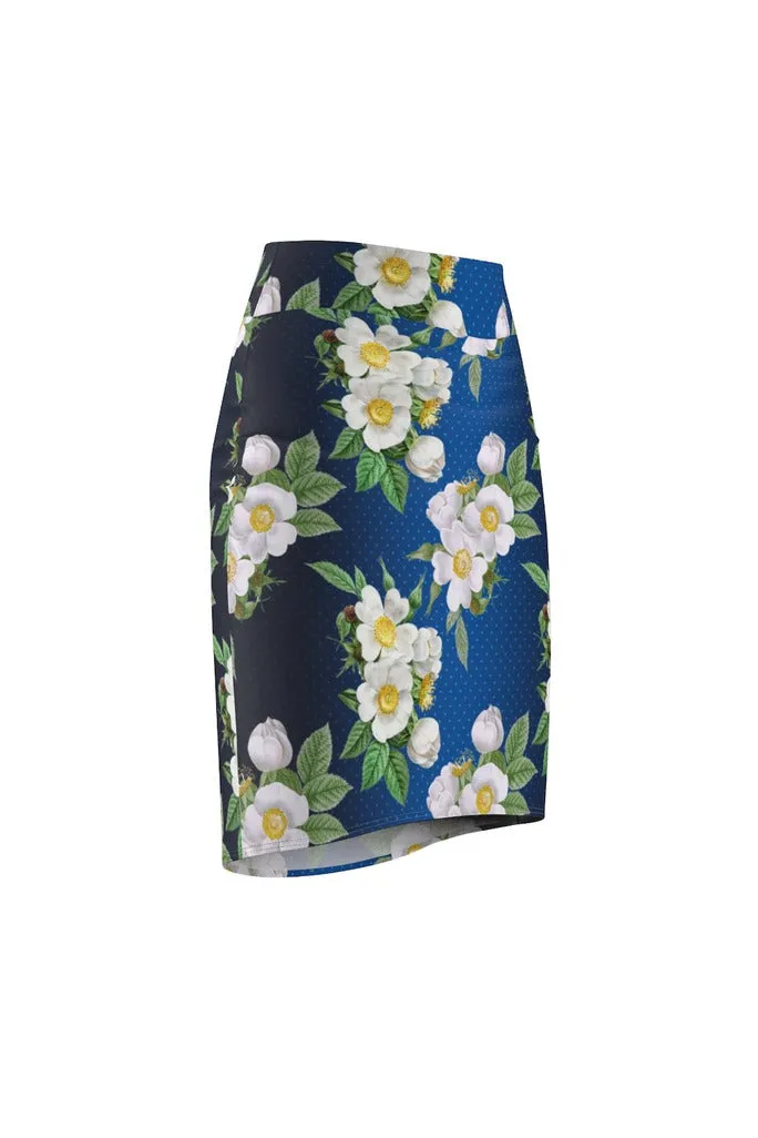 Floral Polka Dots Women's Pencil Skirt