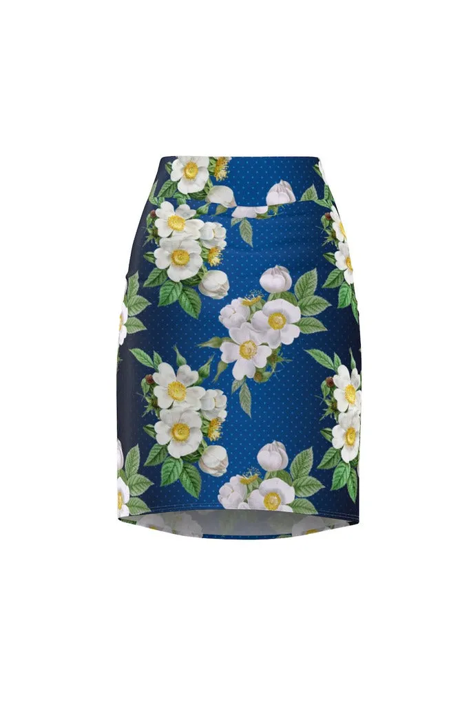 Floral Polka Dots Women's Pencil Skirt