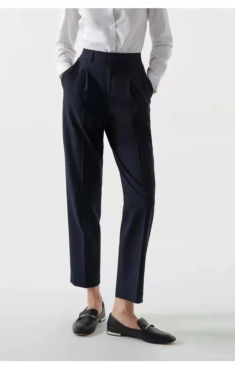 Girlary-shop 2000s fashion Straight Suit Pants Women's Slim Fit Suit Pants Slim Black Suit Women's Pants Ol Commuter Drape Suit Pants