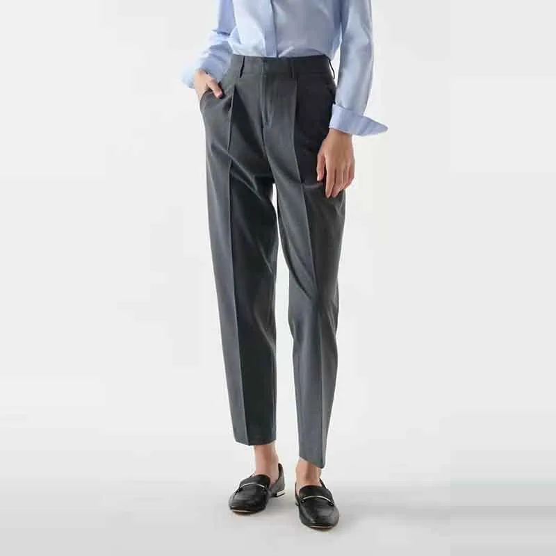 Girlary-shop 2000s fashion Straight Suit Pants Women's Slim Fit Suit Pants Slim Black Suit Women's Pants Ol Commuter Drape Suit Pants