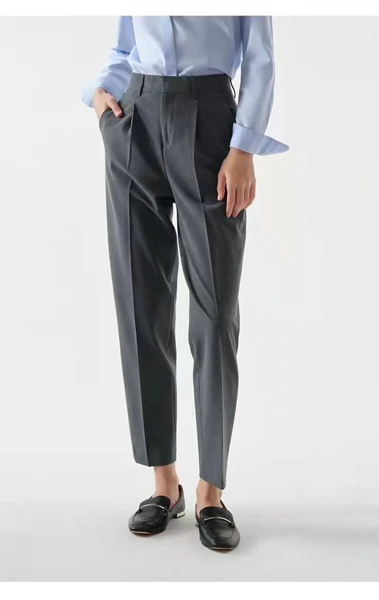 Girlary-shop 2000s fashion Straight Suit Pants Women's Slim Fit Suit Pants Slim Black Suit Women's Pants Ol Commuter Drape Suit Pants