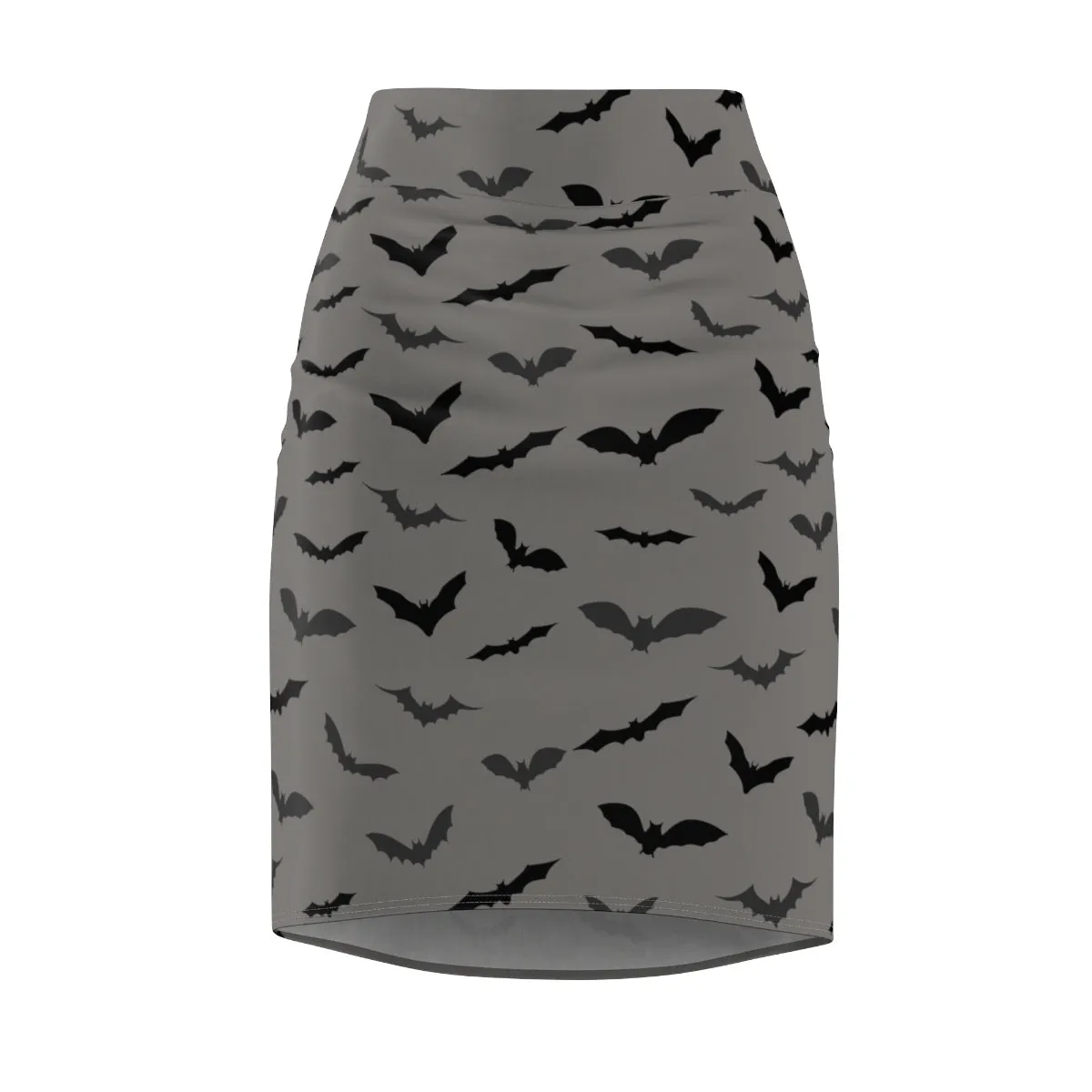 Gray Bats Pencil Skirt, Best Black Office Halloween Party Bats Women's Pencil Skirt- Made in USA(Size: XS-2XL)