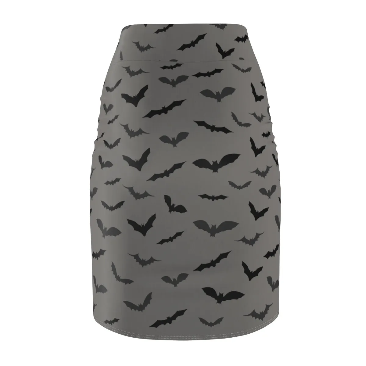 Gray Bats Pencil Skirt, Best Black Office Halloween Party Bats Women's Pencil Skirt- Made in USA(Size: XS-2XL)