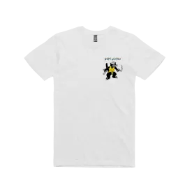 Gun Cat / White T-shirt