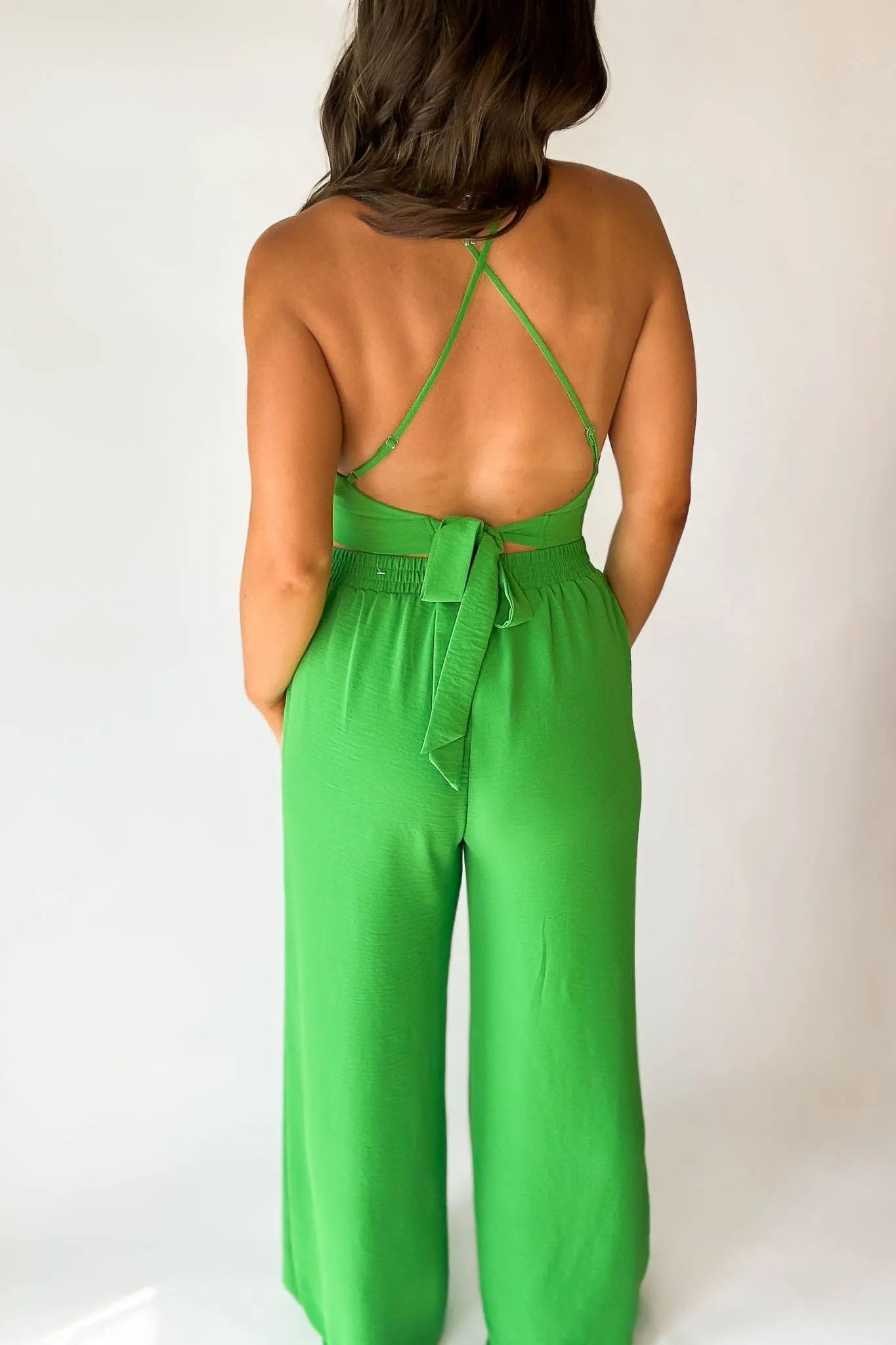 High Waisted Gucci Green Airflow Wide Leg Pants