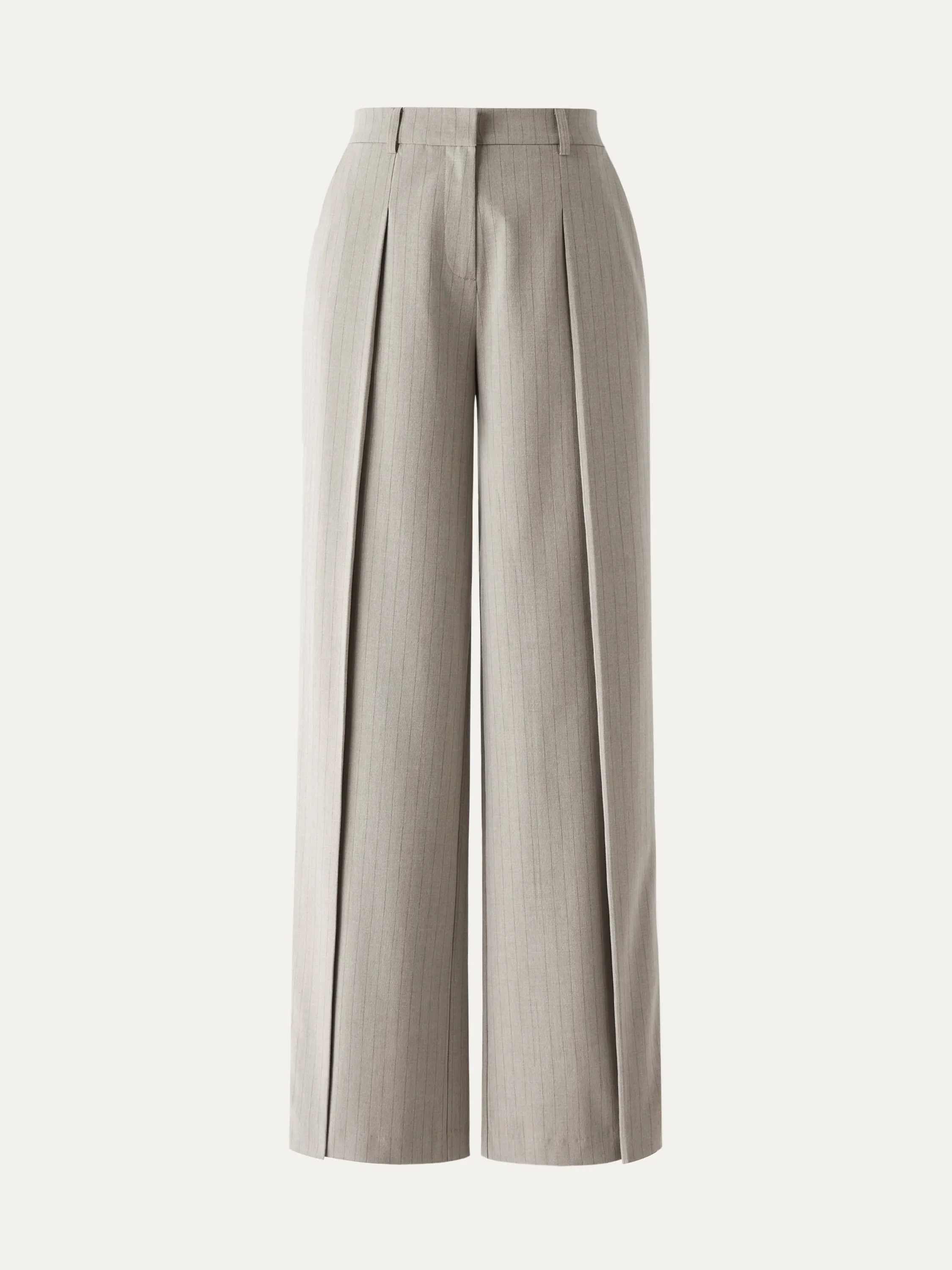 High Waisted Plicated Wide Leg Pants