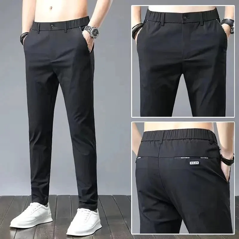 Hnzxzm Streetwear Fashion Men's Business Suit Pants Summer Thin Slim Solid Korean Male Clothing New Sports Casual Straight Trousers 38