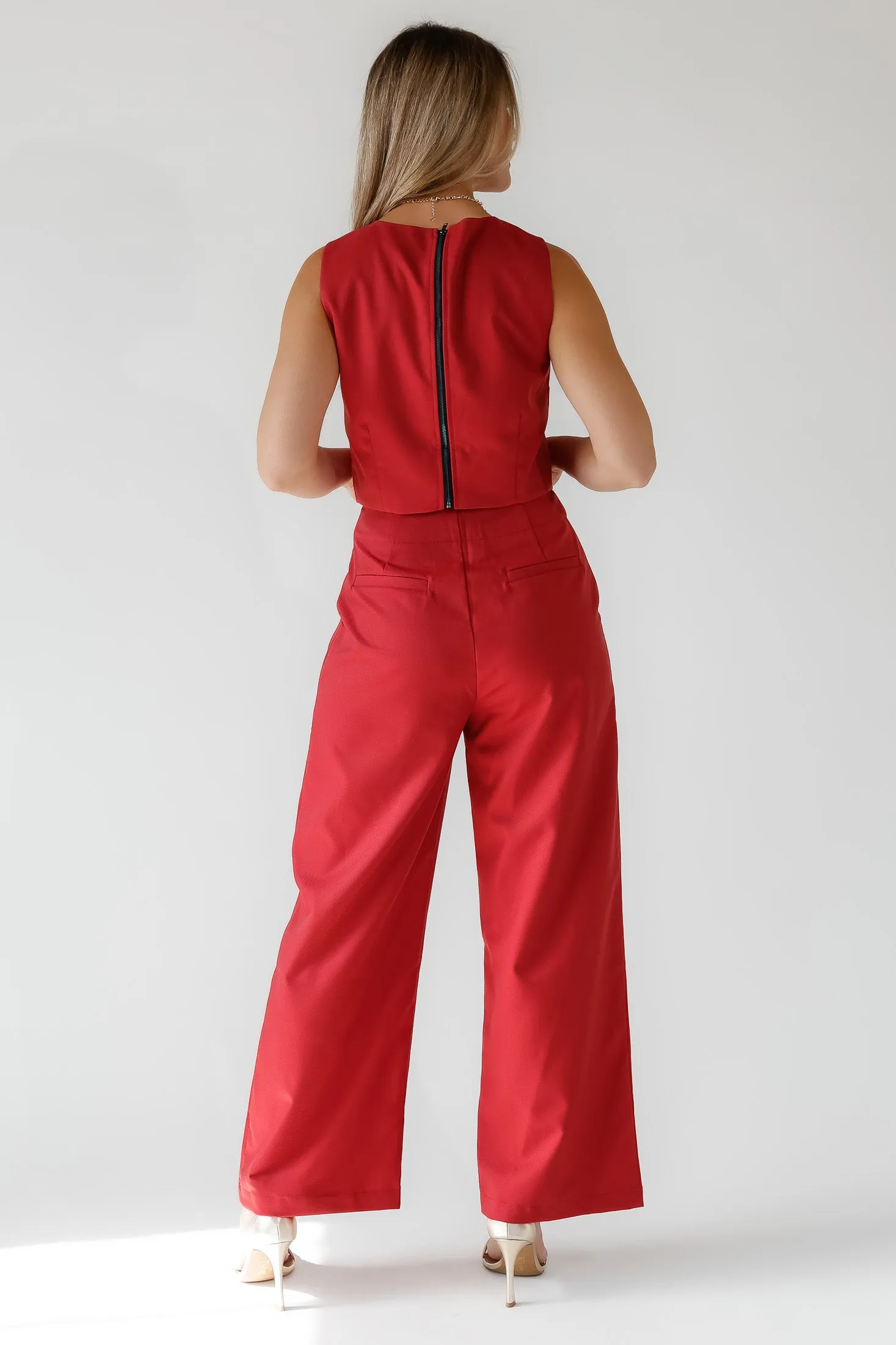 Hollis Garnet Pleated Wide Leg Trouser - Final Sale