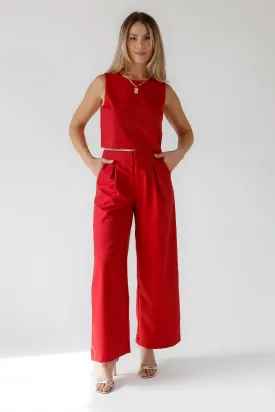 Hollis Garnet Pleated Wide Leg Trouser - Final Sale