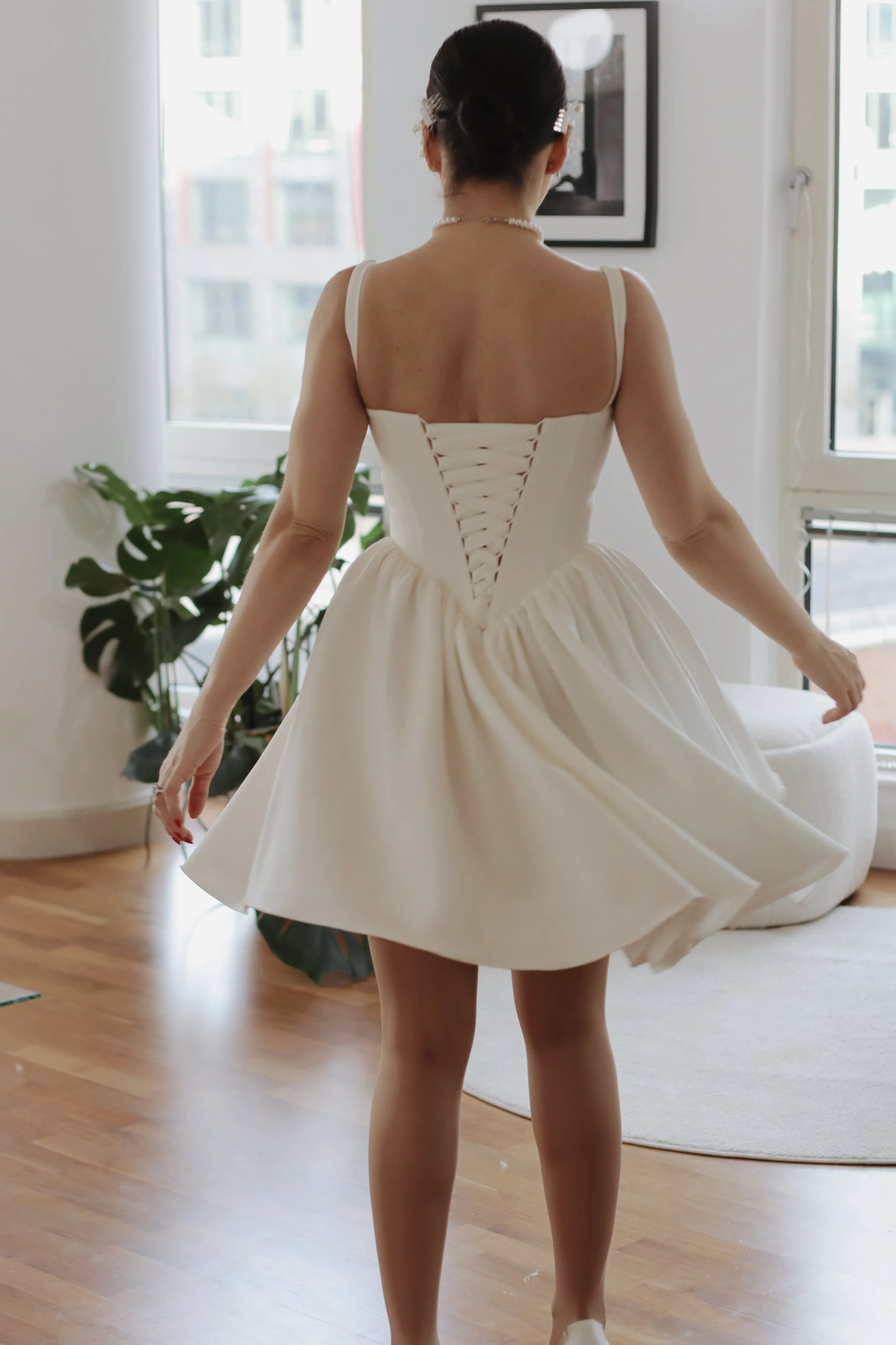 Hope Mini ~ Basque Waist Crepe Wedding Dress