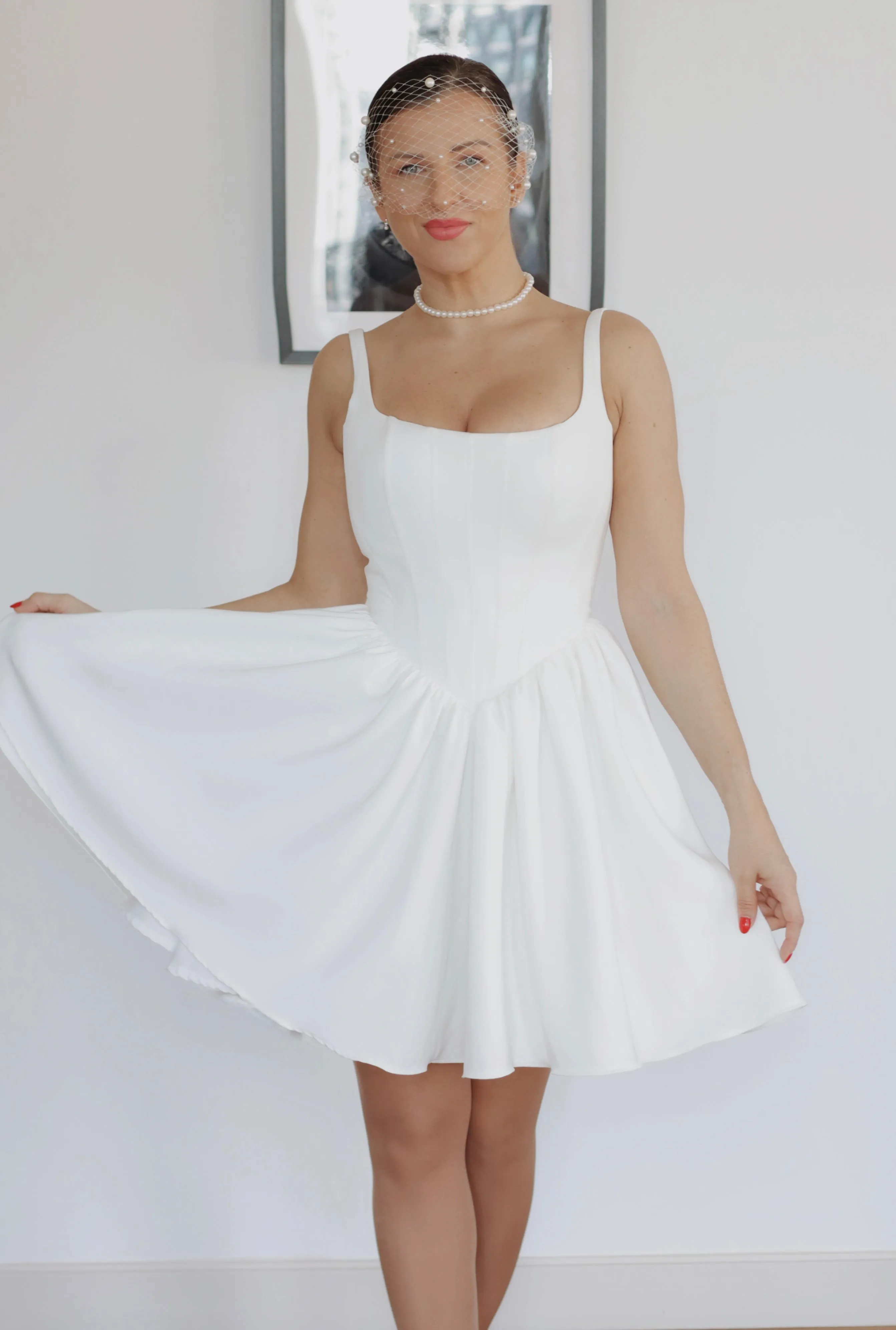 Hope Mini ~ Basque Waist Crepe Wedding Dress