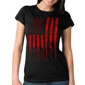 Hot Leathers GLR1498 'Flag and Bullets' Full Cut Ladies Black T-Shirt