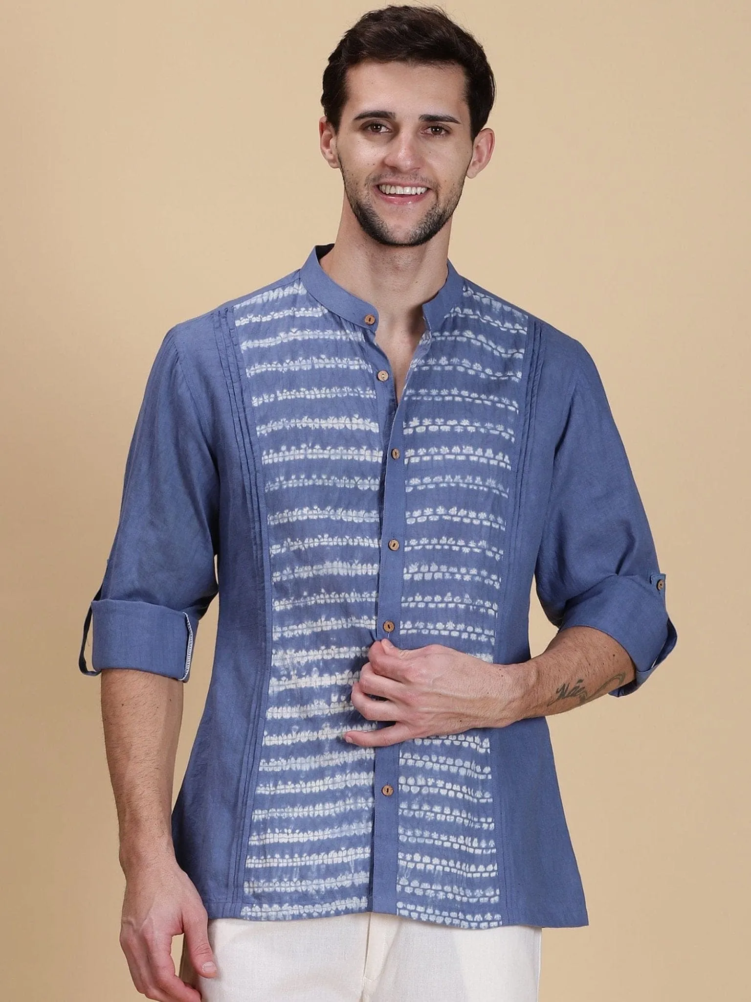 Indigo Blue Ombre Cotton Shirt