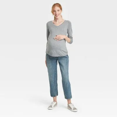 Isabel Maternity by Ingrid & Mid Rise Straight Leg Crop Jeans Midweight