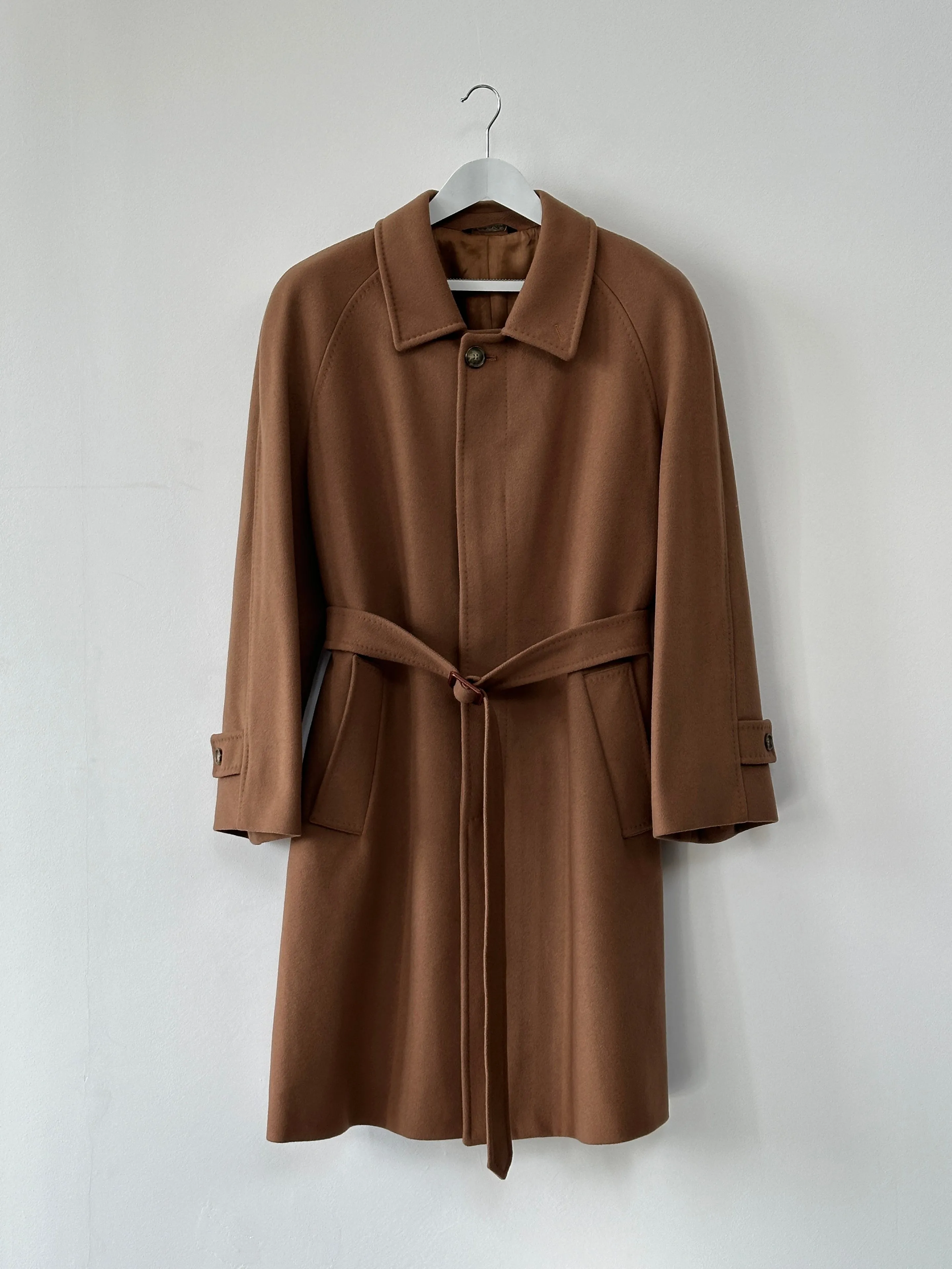 Italian Vintage Wool Cashmere Belted Coat - XL