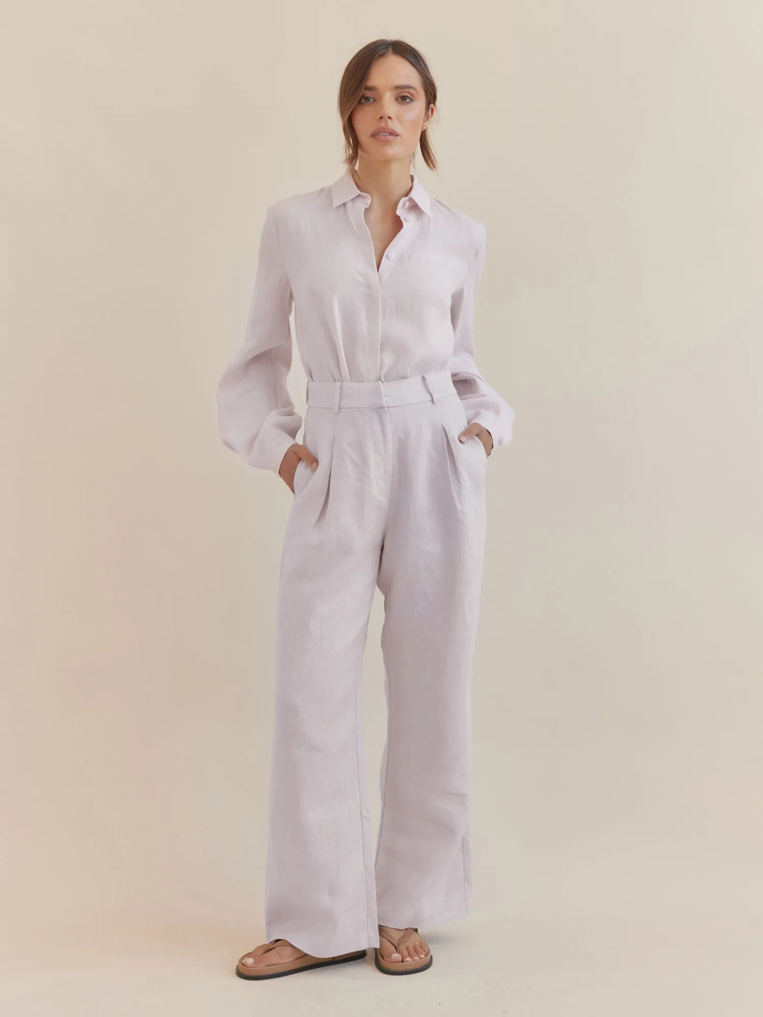 Katrina Linen Pant - Rosewater