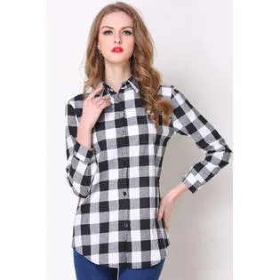 Ketty More Women's Classic Plaid Long Sleeves Shirt-KMWSB703