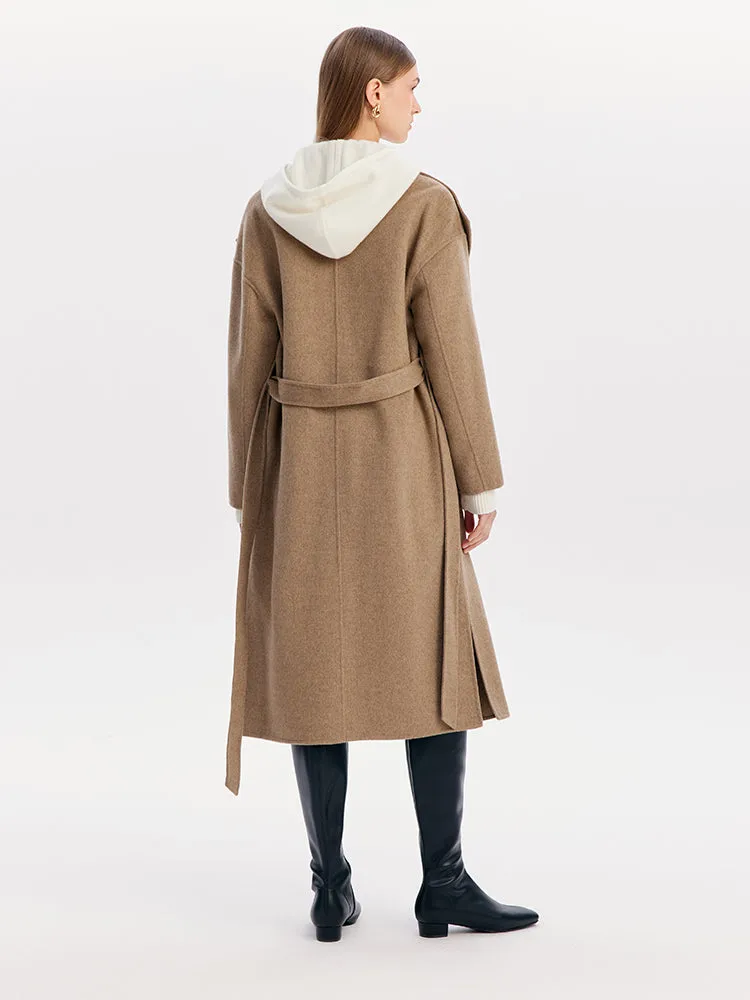 Lapel Wrapped Cashmere Women Coat