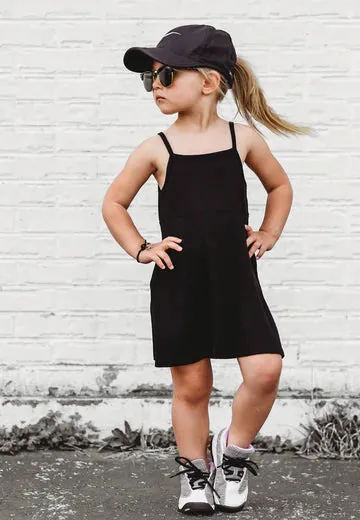 Little Bipsy Ribbed Tank Dress - Black