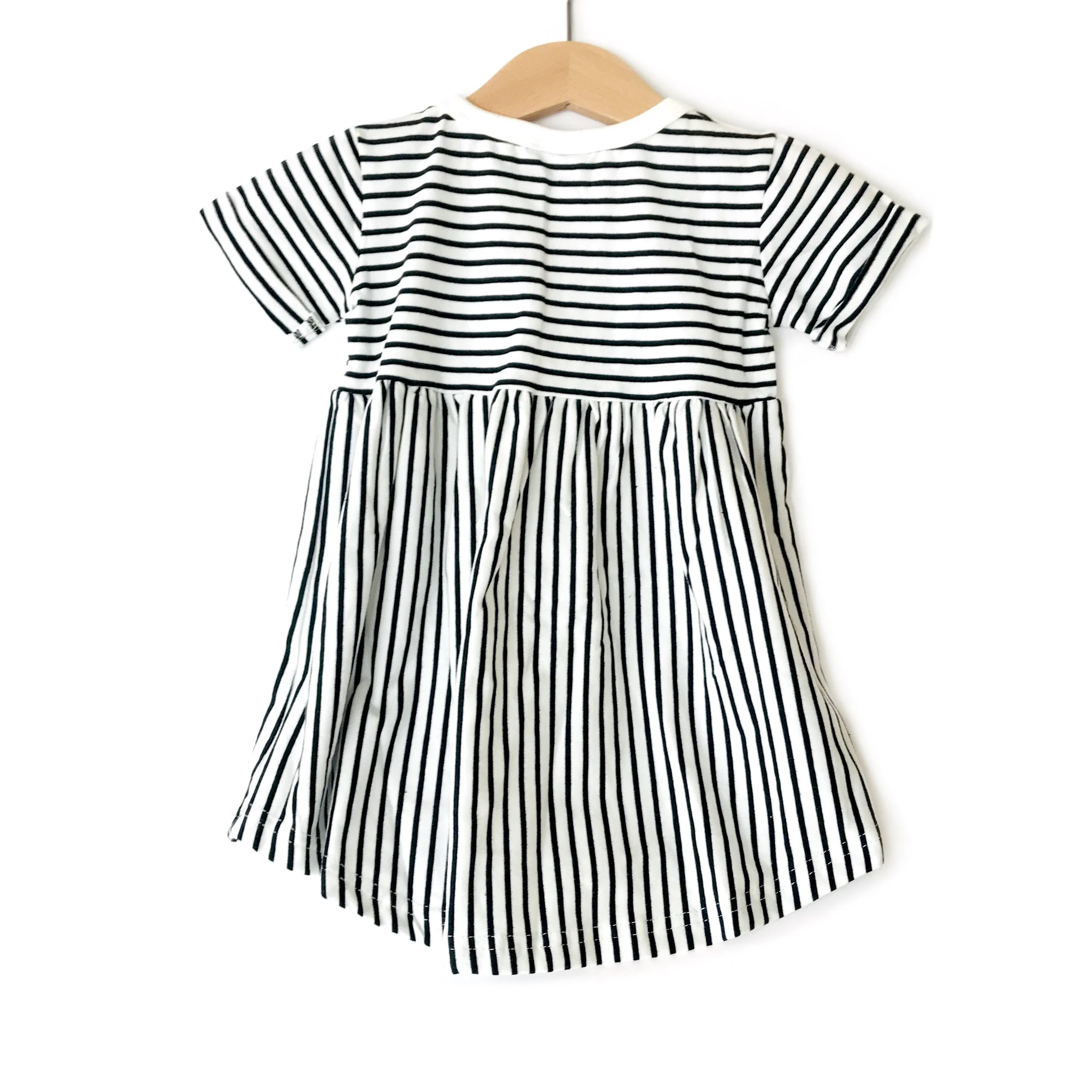 Little Bipsy Stripe Swoop Dress-Black