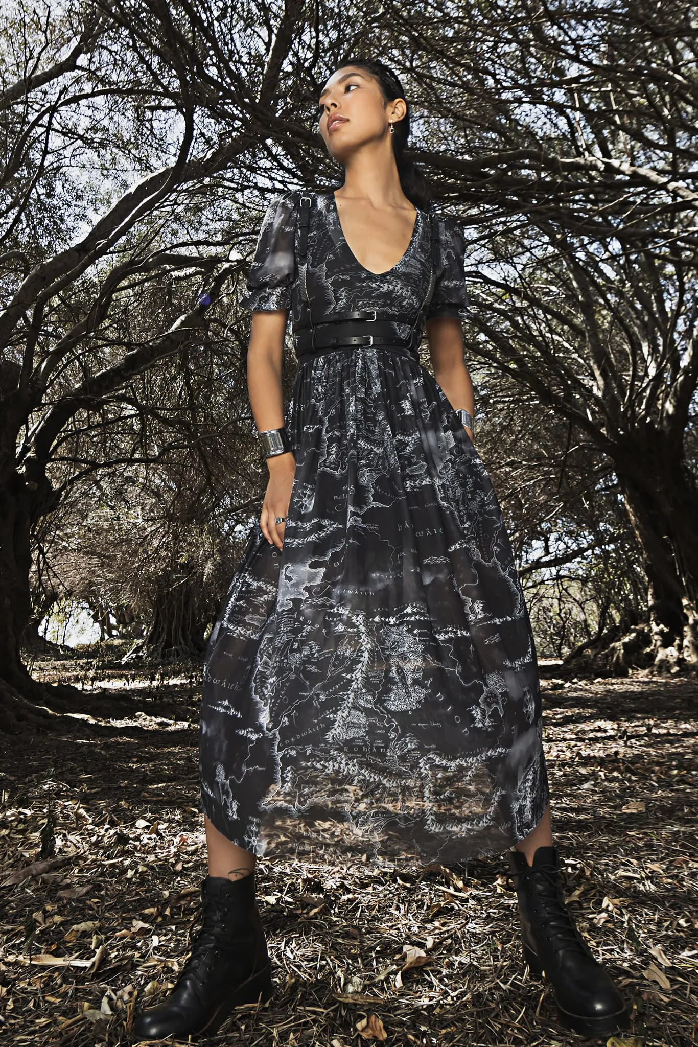 Middle-earth Map Black Stellar Dress