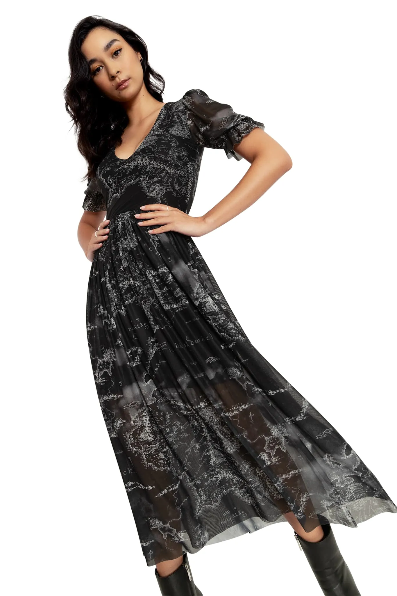 Middle-earth Map Black Stellar Dress