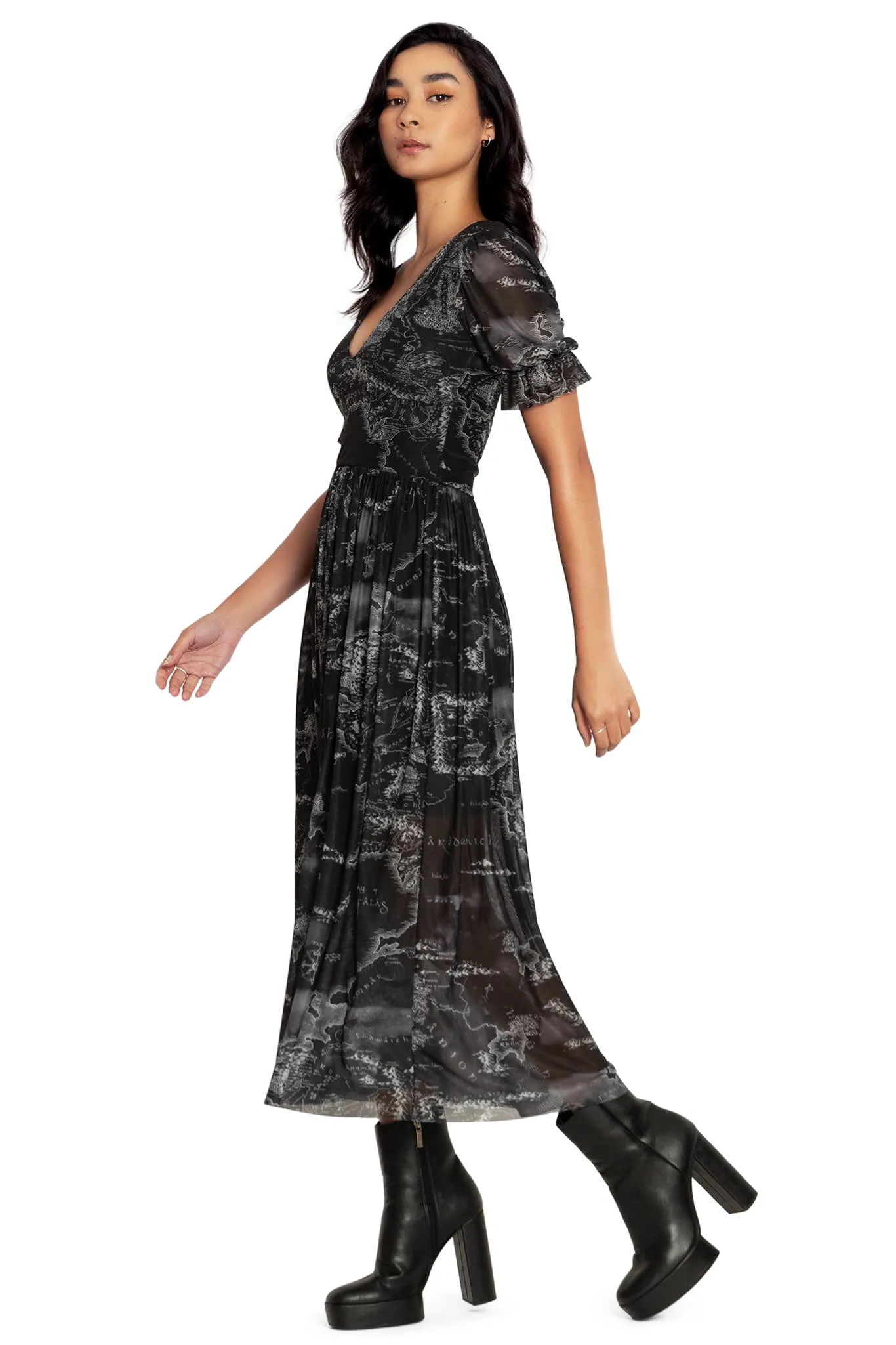 Middle-earth Map Black Stellar Dress