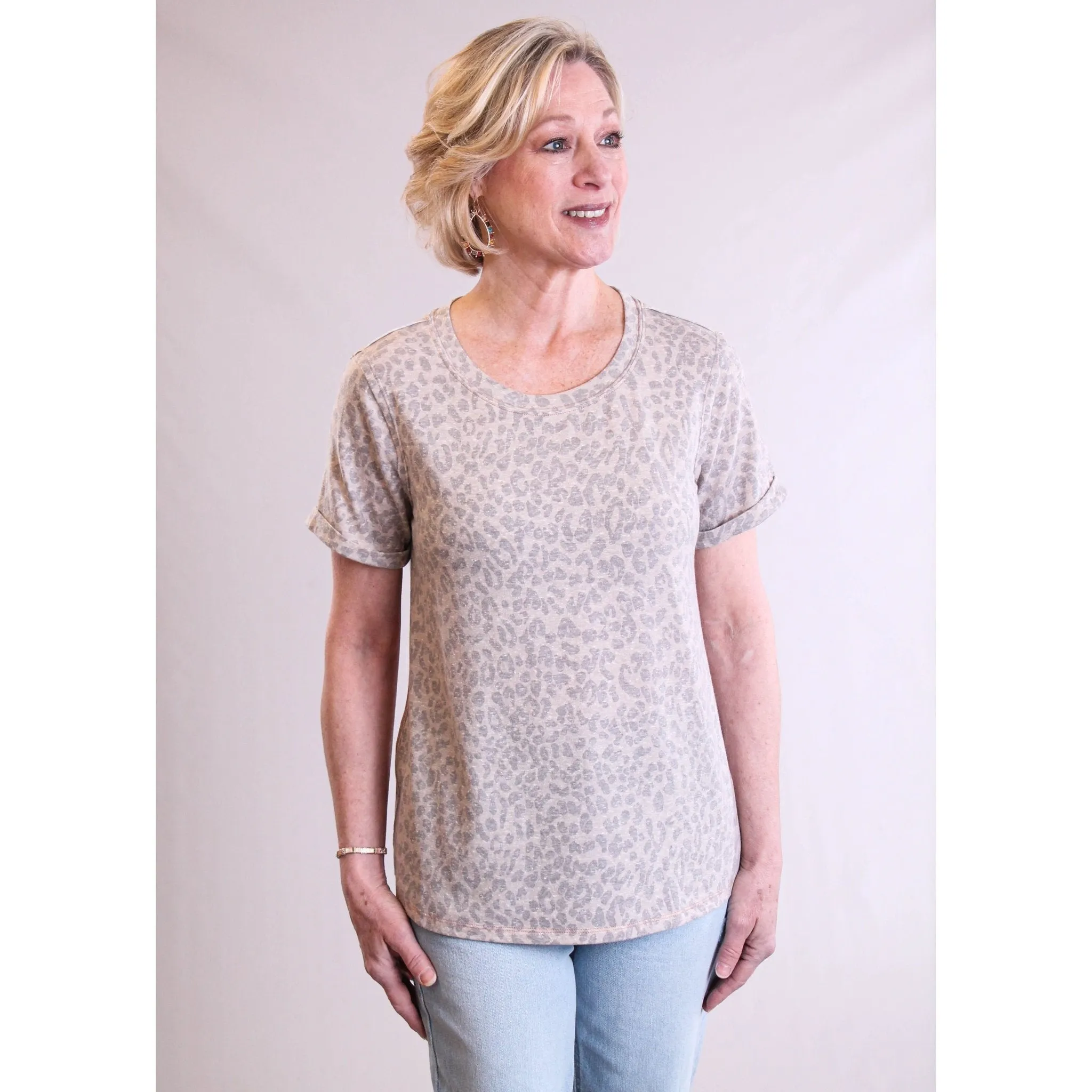 Mystree Leopard Print Short Sleeve Tee