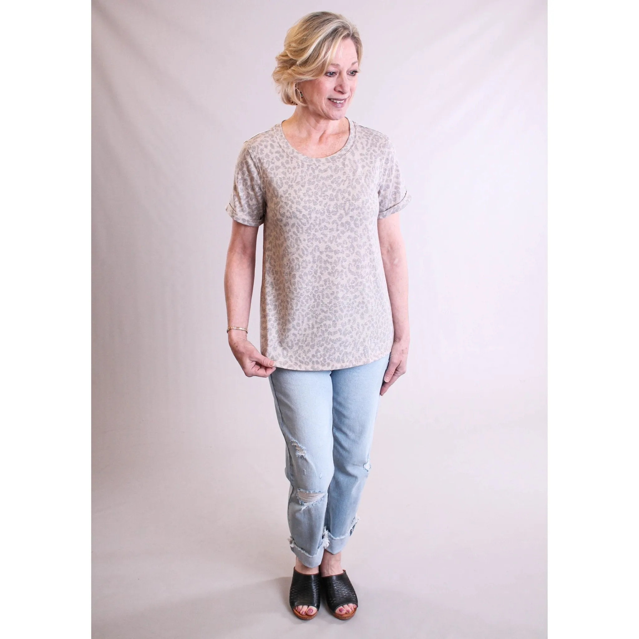 Mystree Leopard Print Short Sleeve Tee