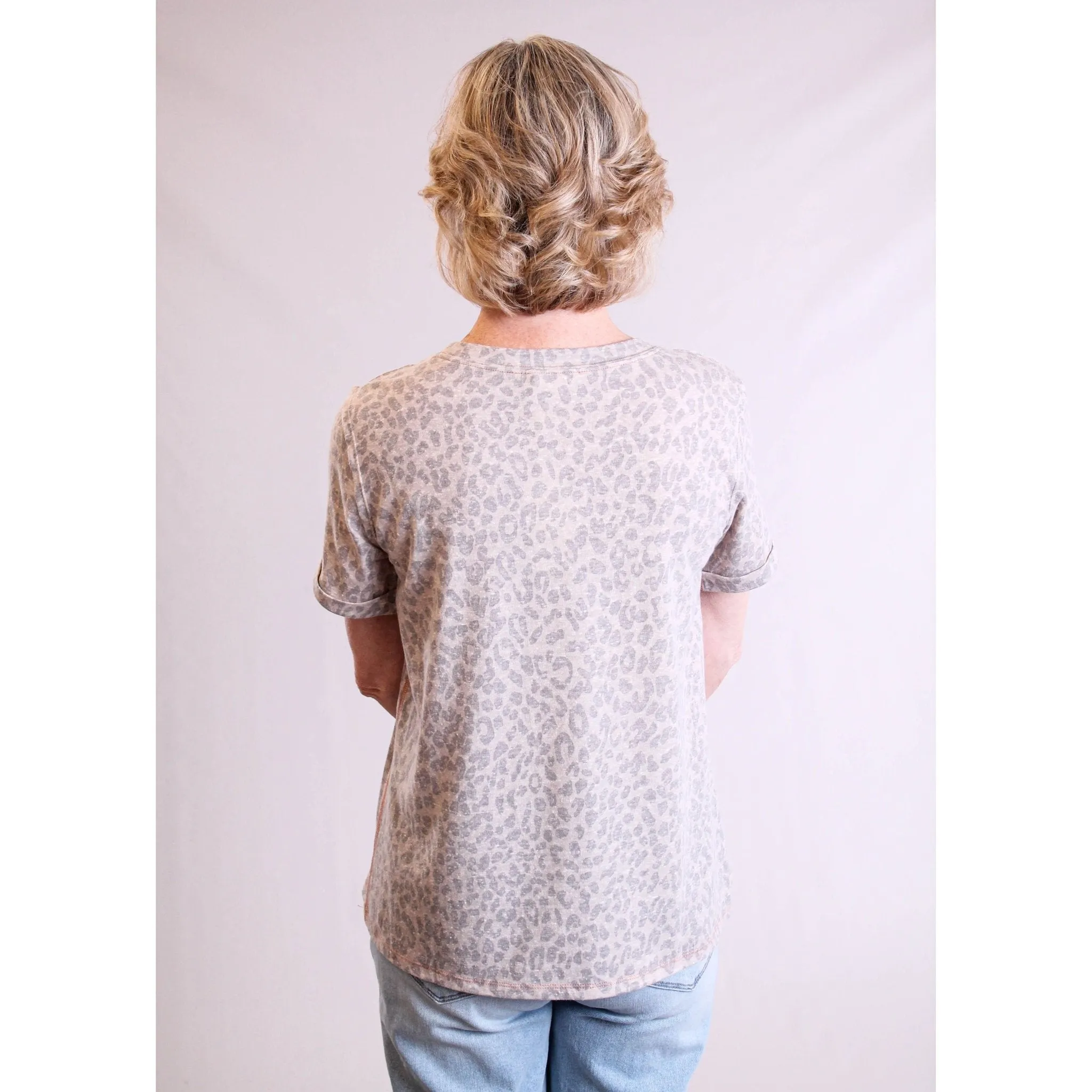 Mystree Leopard Print Short Sleeve Tee