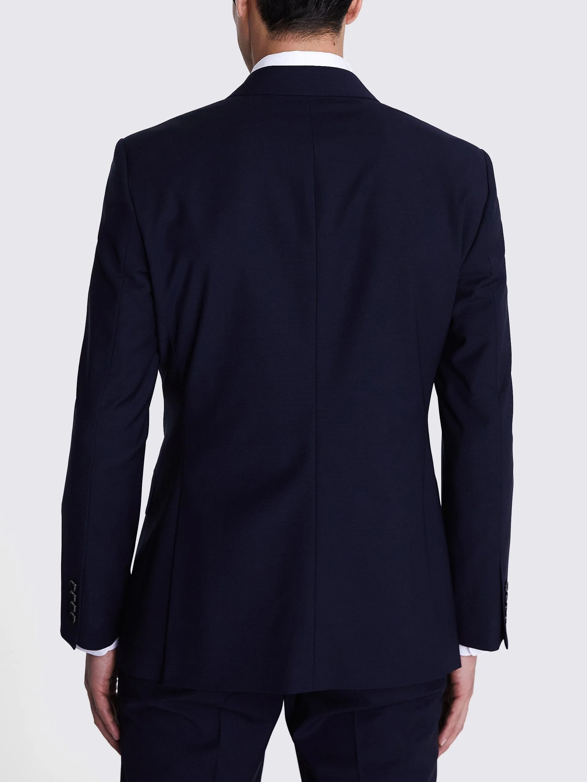 Navy 2 Piece Double Breasted Peak Lapel Business Men Suit