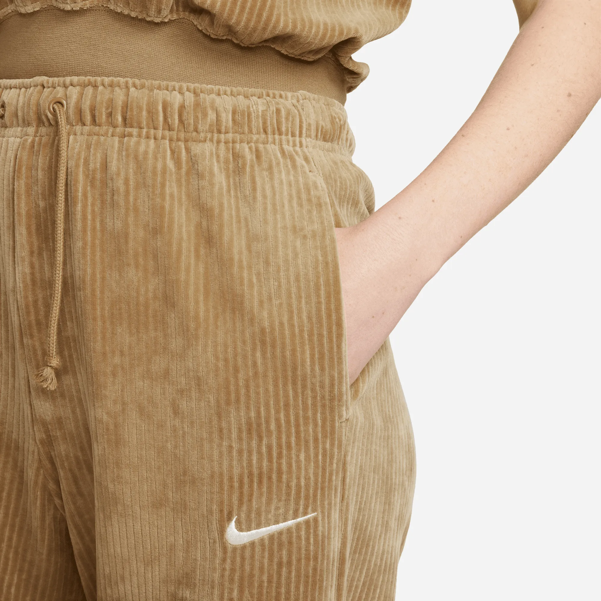 Nike Sportswear Women's Velour Brown Wide-Leg Pants