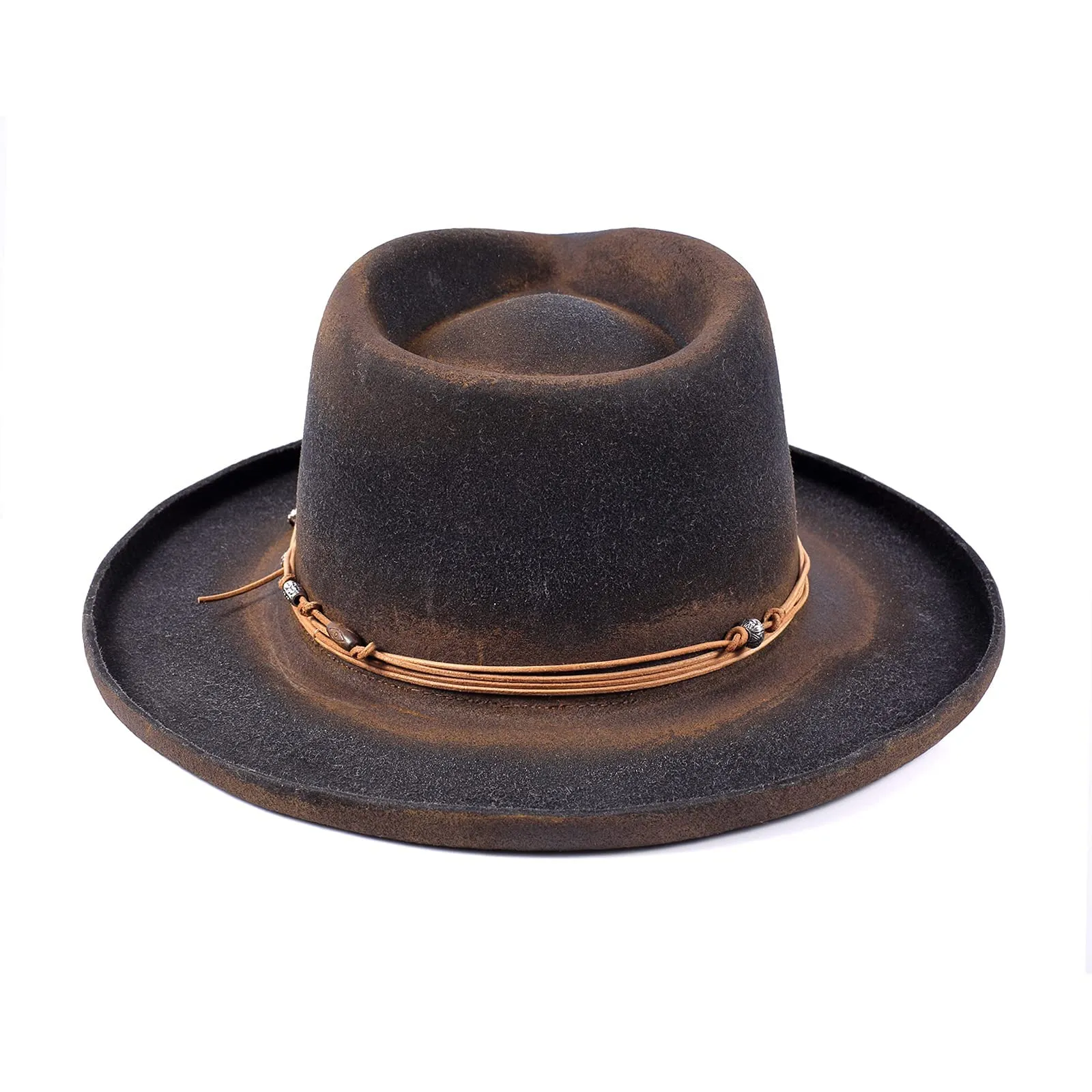 Noir - Handcrafted Classic Vintage Distressed Fedora Hat