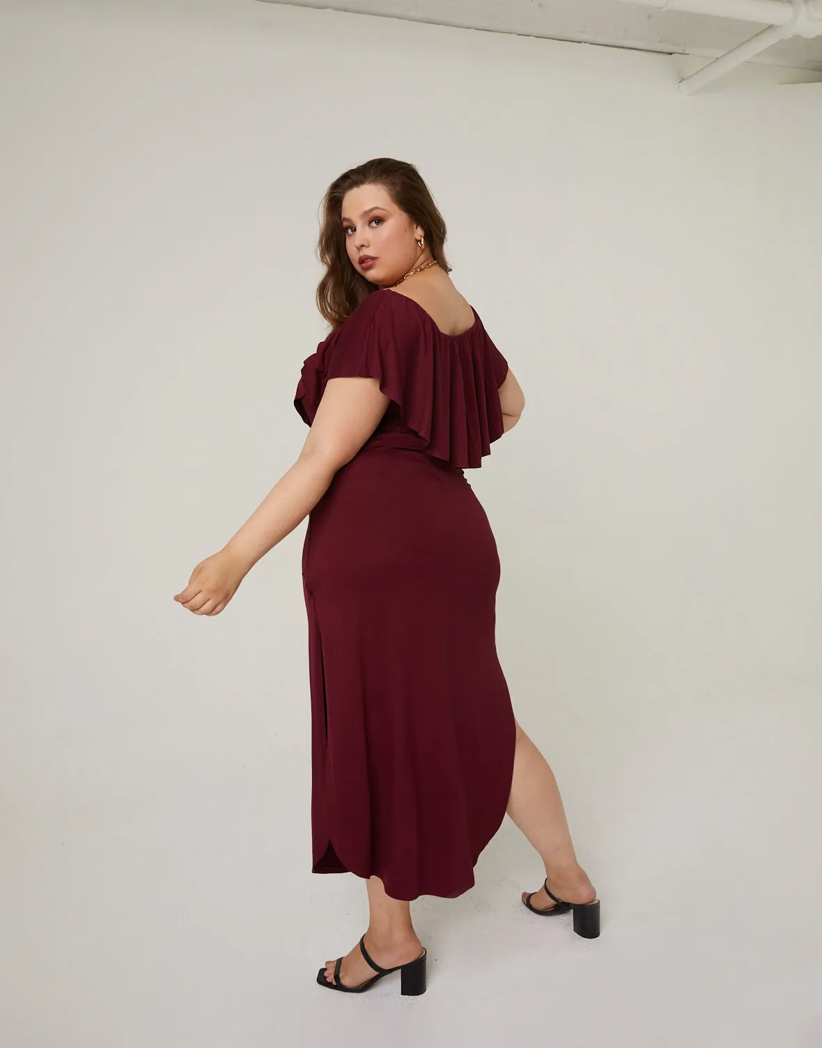 Plus Size Off-The-Shoulder Maxi Dress