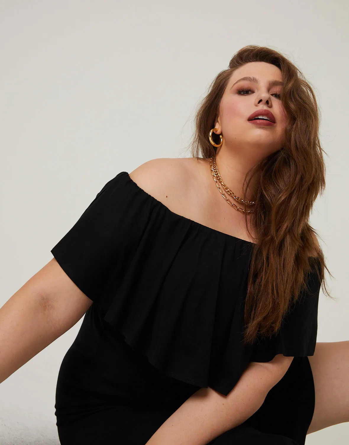 Plus Size Off-The-Shoulder Maxi Dress