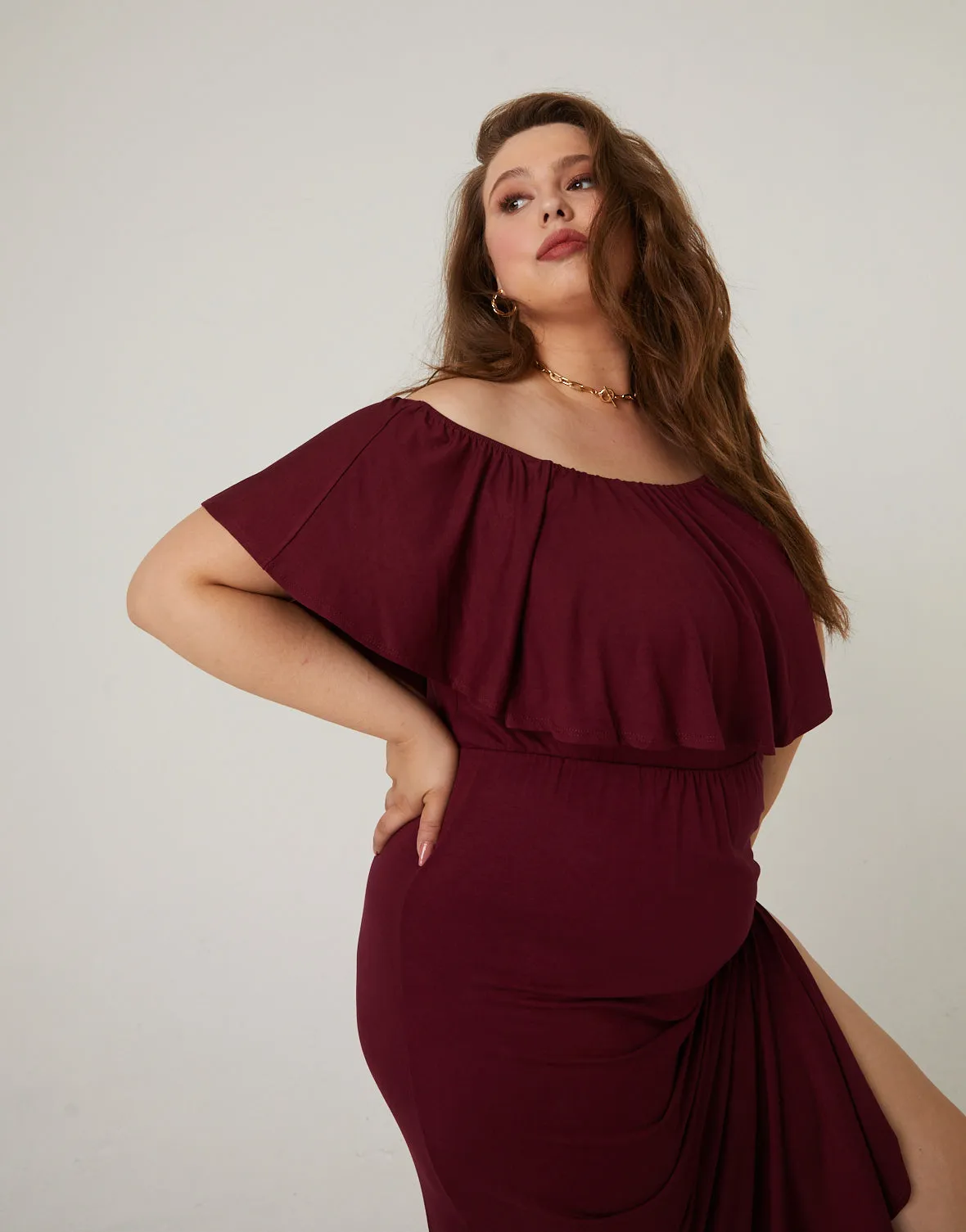 Plus Size Off-The-Shoulder Maxi Dress