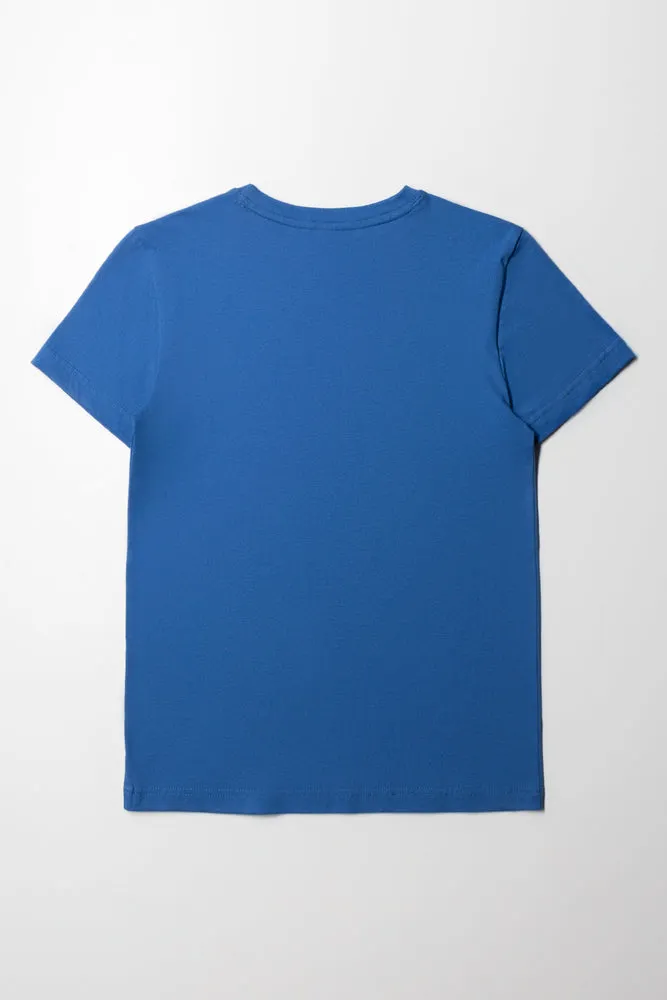 Printed T-Shirt Mid Blue