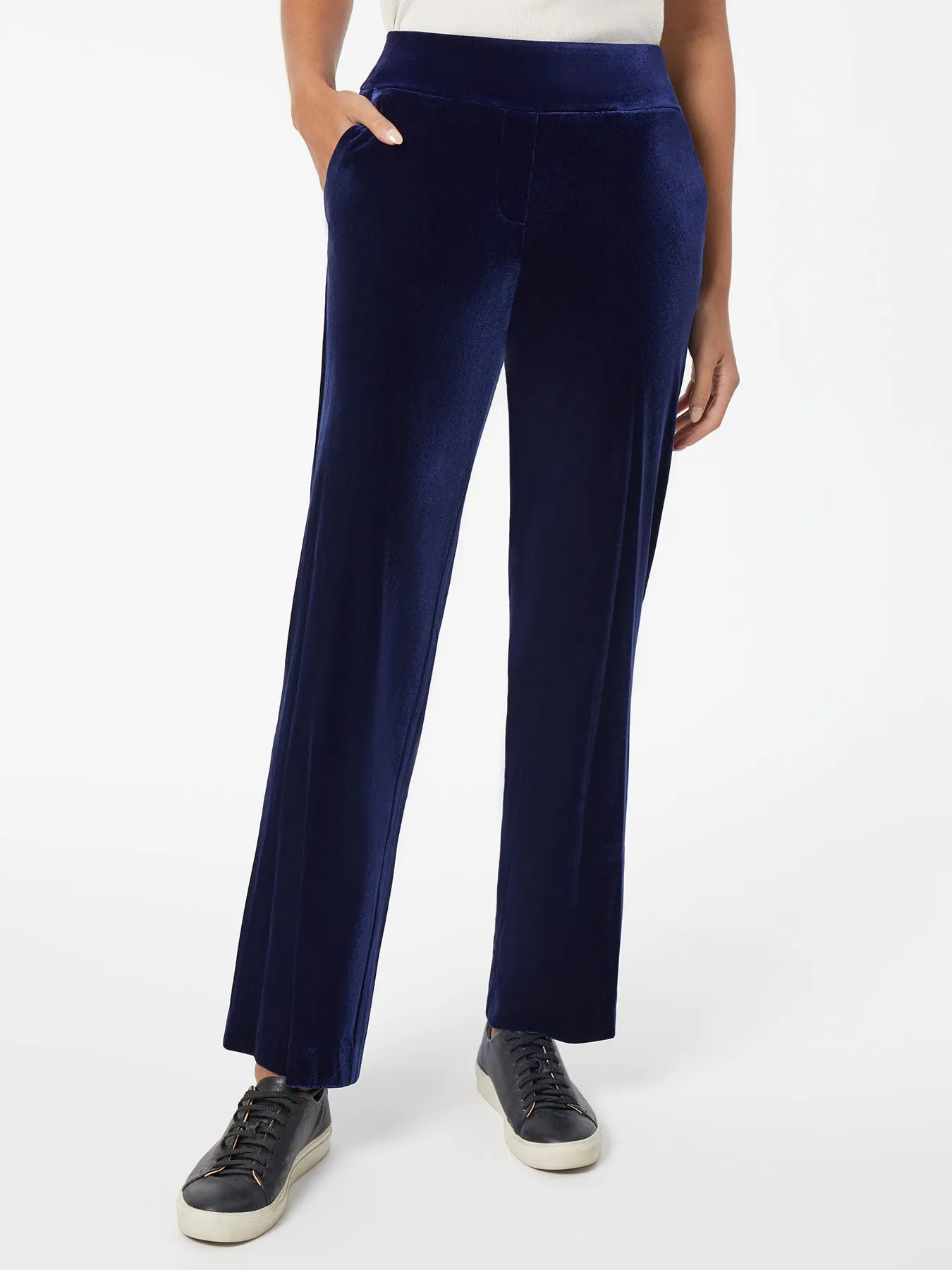 Pull-On Velour Straight Leg Pants