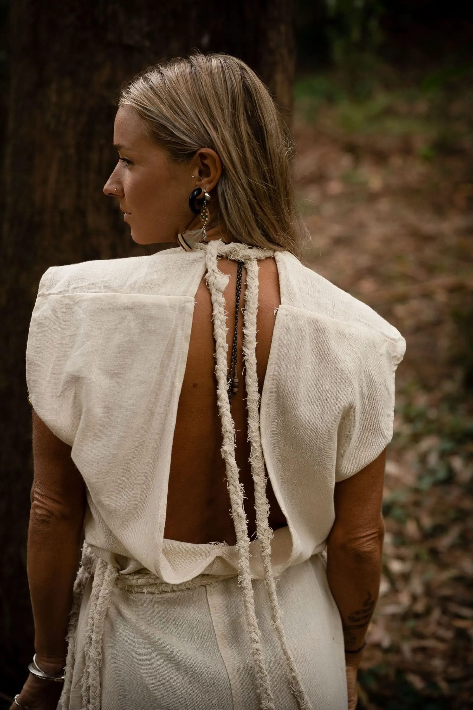 Raw Bohemian Frayed Dress - Cream